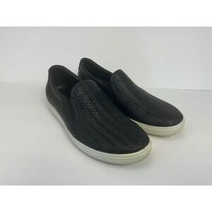 Ecco Black Woven Leather Slip On Sneakers Womens Size 39 EU 8.5 US